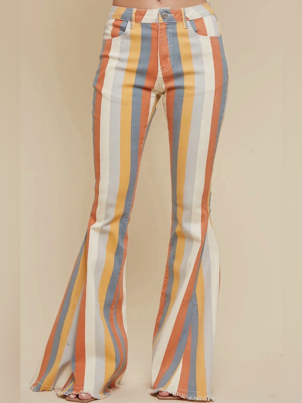Saints & Hearts NWT Multicolor Striped Western Flare Jeans Size S - Picture 2 of 8